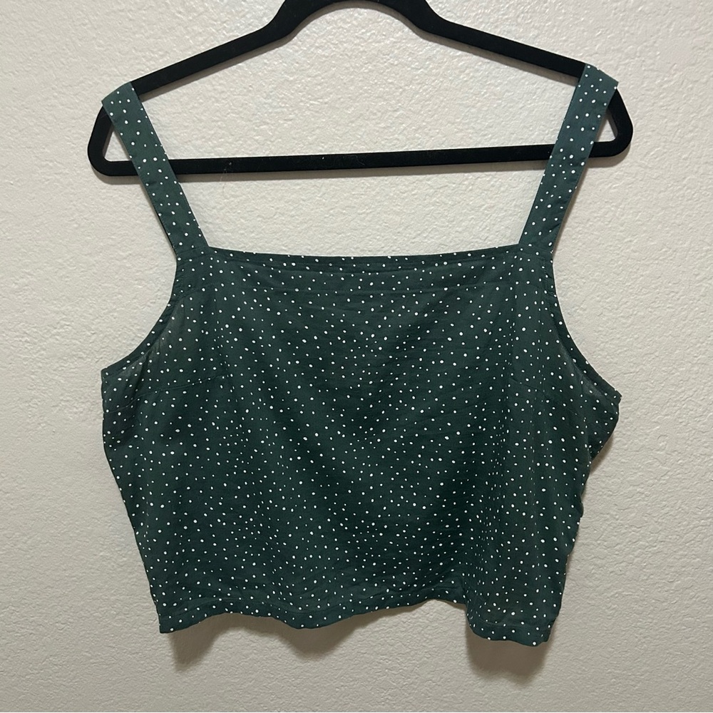 Mollusk Polka Dot Cotton Crop Top Size Large Lightweight Green